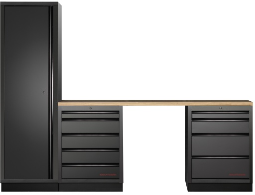 MOBILIO BLK Mobilier d'atelier 3 &eacute;l&eacute;ments, H&ecirc;tre