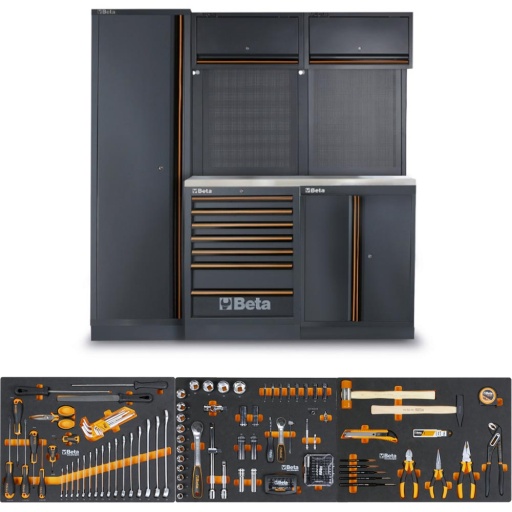 Combinaison de meubles d'atelier C45PRO 2.0 B7X avec un assortiment de 196 outils universels Beta Worker