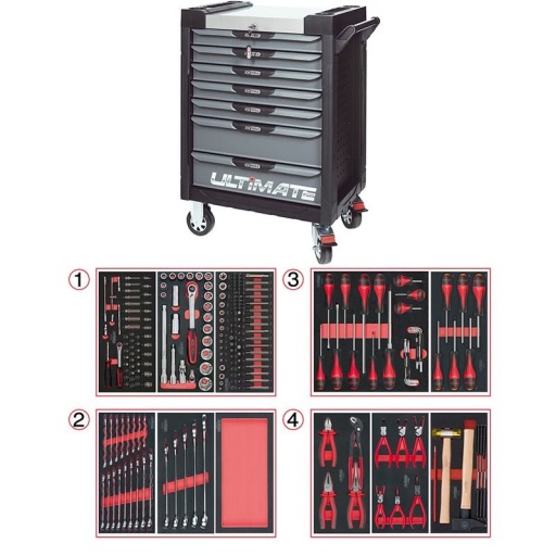 Servante Ultimate noir 7 tiroirs avec composition 241 outils 