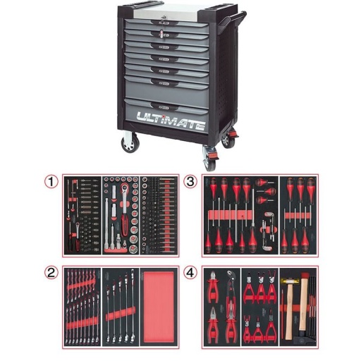 Servante Ultimate noir 7 tiroirs avec composition 241 outils 