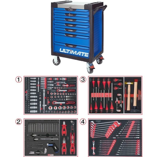 Servante Ultimate bleu 7 tiroirs avec composition 355 outils 