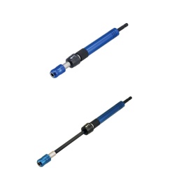 Porte-embout télescopique extensible équipé d'un mandrin rapide, convenant à la fois aux perceuses et visseuses sans fil. 
Sa longueur peut être réglée de 200 à 280 mm à l'aide d'un collier à dégagement rapide. 
Il est également doté d'un manchon rotatif qui permet de le positionner et de le maintenir en place pendant l'utilisation, ainsi que d'un porte-embout magnétique à dégagement rapide utilisable avec n'importe quel embout à tige de 1/4".

Porte-embout extensible convenant à tout embout à tige de 1/4".
Entièrement réglable – plage : 200 - 280 mm.
Extrémité à mandrin rapide pour un changement facile, avec porte-embout à dégagement rapide.
Idéal pour une utilisation avec des perceuses sans fil.
En chrome-vanadium (CRV 6150) avec manchon rotatif en aluminium anodisé.