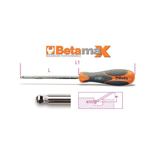 Tournevis 6 pans tête sphérique betamax 2mm 