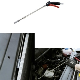Soufflette extensible &agrave; orifices lat&eacute;raux avec un tube d'extension en acier plaqu&eacute; pouvant s'&eacute;tendre de 415 &agrave; 750 mm. 
La poign&eacute;e est en plastique composite pour allier r&eacute;sistance et l&eacute;g&egrave;ret&eacute; et &eacute;viter les mains froides associ&eacute;es aux outils pneumatiques. 
Id&eacute;ale pour le nettoyage de filtres &agrave; air, refroidisseurs interm&eacute;diaires et radiateurs sur les poids lourds et les grandes machines agricoles, ou partout o&ugrave; l'acc&egrave;s n&eacute;cessite un long tube de soufflage.

Comprend une buse de soufflage lat&eacute;rale extra-longue et t&eacute;lescopique, id&eacute;ale pour nettoyer les zones difficiles d'acc&egrave;s.
Longueur minimale 415 mm, longueur maximale 750 mm. Pour une soufflette &agrave; air comprim&eacute; &agrave; courte port&eacute;e, voir la r&eacute;f&eacute;rence Laser 7402.
Pression de service : 90 psi ; pression maximale : 140 psi.
Filetage : 1/4" BSPT.
Fourni en pi&egrave;ces d&eacute;tach&eacute;es pour un assemblage facile &agrave; r&eacute;aliser soi-m&ecirc;me.