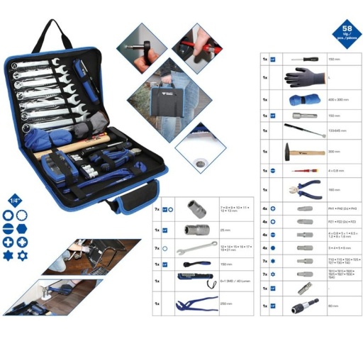 Pochette d'outils en tissu 64 pièces