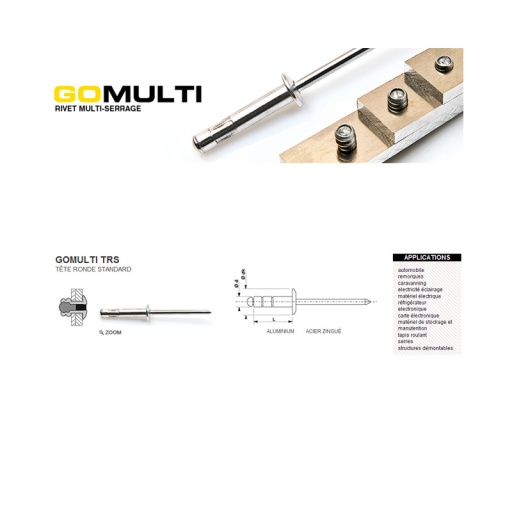 Rivet multi-serrage tête ronde standard 3.2x10