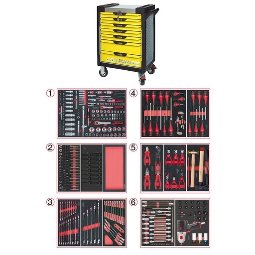 Servante Ultimate jaune 7 tiroirs avec composition 425 outils