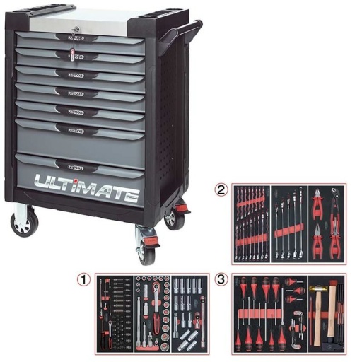 Servante Ultimate  noire 7 tiroirs avec composition 158 outils 
