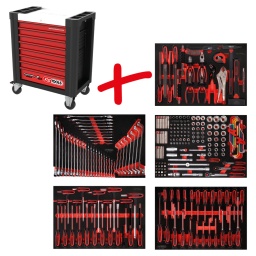 Composition pour servante d&rsquo;atelier Performanceplus P10 avec 262&nbsp;outils pour 5&nbsp;tiroirs