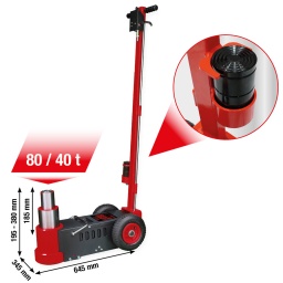 Cric hydropneumatique particuli&egrave;rement robuste pour v&eacute;hicules
R&eacute;partition de la charge sur une large surface
Construction courte et maniable
Trois adaptateurs 10, 35 et 65&nbsp;mm inclus
poign&eacute;e repliable
Descente du cric contr&ocirc;l&eacute;e par l&rsquo;ouverture de la valve
Roues en polyur&eacute;thanes r&eacute;sistantes aux hydrocarbures
Transport facile gr&acirc;ce au poids tr&egrave;s l&eacute;ger
Protection contre les surcharges gr&acirc;ce &agrave; une soupape de surpression de s&eacute;curit&eacute;
La technologie Safety Bypass emp&ecirc;che les fuites d&rsquo;huile
Indispensable quotidiennement dans tout atelier
Construction massive en acier
