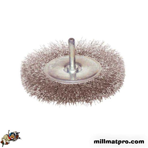 Brosse inox sur tige dia 75mm 