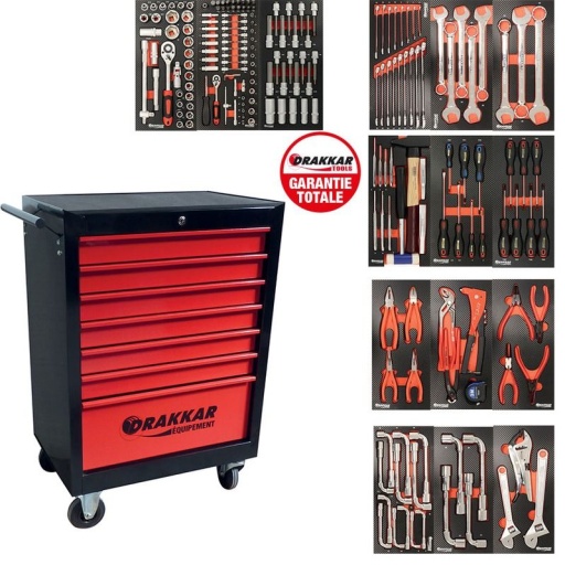 Servante complète Drakkar 205 outils dans module finition carbone