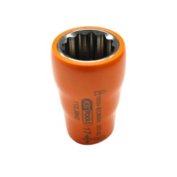 Isolation selon IEC 60900 
Selon ISO 691, ISO 1174-1, ISO 1711-1 et ISO 2725-1 
Carré d'entraînement intérieur selon DIN 3120 / ISO 1174-1 avec encoche pour verrouillage par bille 
12 pans 
Pour une utilisation manuelle ou avec visseuse 
Diamètre extérieur de l'isolation optimisé 
Chrome Vanadium 

