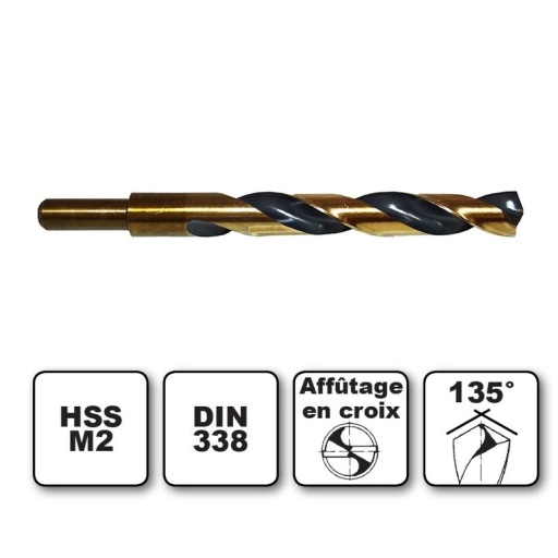 Foret GBX gold & black queue décolletée 13mm diamètre 15.5mm