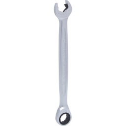C&ocirc;t&eacute; cl&eacute; plate avec nouveau m&eacute;canisme de cliquet
Syst&egrave;me FlankTraction
Selon DIN 3113 / ISO 3318
Fourche inclin&eacute;e &agrave; 15&deg;
Forme droite
Cliquet pr&eacute;cis 72 dents
Finition satin&eacute;e
Chrome Vanadium
