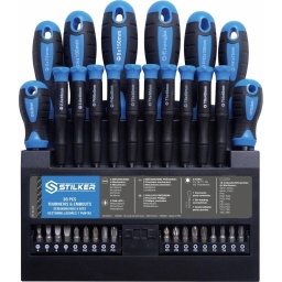 Tournevis et embouts pr&eacute;sentoir de 36 pcs
Composition :
- 4 tournevis m&eacute;caniciens : 8x150mm - 6x100mm - 5x75mm - 6x38mm.
- 3 tournevis Phillips&reg; : PH2x100mm - PH1x75mm - PH2x38mm.
- 2 tournevis m&eacute;caniciens de pr&eacute;cision : 3,0x40mm - 2,5x40mm.
- 2 tournevis Phillips&reg; de pr&eacute;cision : PH0x40mm - PH00x40mm.
- 6 tournevis Torx&reg; : T5-T6-T7-T8-T9-T10x40mm.
- 1 porte embouts.
- 18 embouts 6,35x25mm :
Plat : 4-5-6-7mm
PH : 1-2-2-3-3mm
PZ : 1-2-2-3-3mm
Torx&reg; : T15-T20-T25-T30.
Qualit&eacute; CRV.