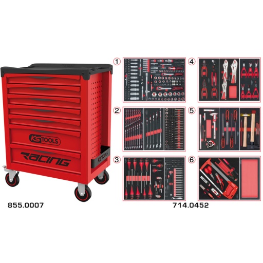 Servante RACING 7 tiroirs équipée de 455 outils