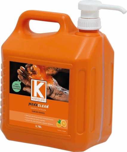 Nettoyant mains d'atelier orange parfum orange 3,78L avec pompe