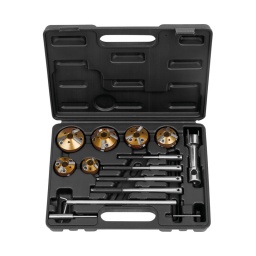 Jeu de fraises pour sièges de soupapes
- pour l'usinage et le fraisage des sièges de soupapes non durcis
- repartition uniformm de la force
- coffret de rangement
utilisation : pour les moteurs au carburant sans plomb
composition :
poigne en t
fraise double. 45°+75°. 28-37 mm fraise double. 30°+75°. 28-37. 37-44 mm fraise double. 45°+60°. 37-46 mm fraise double. 30°+75°. 44-52. 37-46 mm fraise double. 45°+30°. 46-60 mm fraise double. 60°+75°. 52-65 mm guide réglage en continu. 7.0 mm guide réglage en continu. 8.0 mm guide réglage en continu. 9.0 mm guide réglage en continu. 11.0 mm guide de fraisage de siège de soupape 5.5 mm 