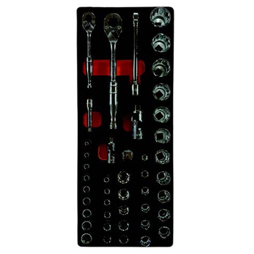 Module mousse cliquet 1/4-3/8 douilles 44 outils