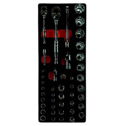 Module mousse cliquet 1/4-3/8 douilles 44 outils