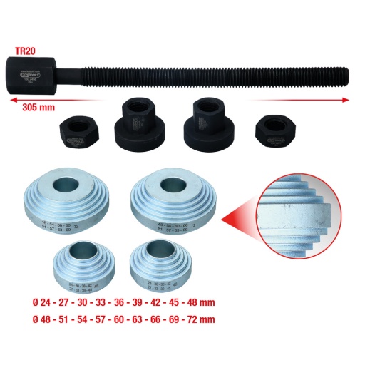 Jeu d’outils universels pour roulements de roues 9 pcs Ø 24 - 72 mm