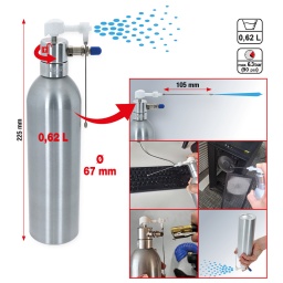 En aluminium haut de gamme
Pour différents liquides contenant du solvant, tels que les nettoyants de freins (sans acétone), les détergents, solvants et produits de nettoyage, etc.
Remplissage par le goulot
Le montée en pression s’effectue via la vanne
Avec soupape de sécurité pour plus de sécurité
Pression de travail maximale : 8 bar
Capacité maximale : 0,65 l
Joints en Viton®
Changement facile entre le jet de brouillard et le jet de précision
Avec une rallonge de précision de 105 mm de long pour diriger le liquide vers un endroit précis ou difficile d’accès
Utilisable renversé