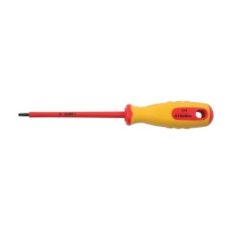 Tournevis T25 isolée - VDE  Tournevis T25 isolée - VDE  longueur 100mm  Manche en PP/TPR Lame en Acier S2 Convient pour une utilisation sur des circuits allant jusqu'à 1500V DC et 1000 V AC 