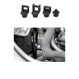 Jeu de quatre outils tendeurs de courroie auxiliaire pour moteurs Citroën et Peugeot. 
Conçus pour être utilisés avec une clé polygonale de taille appropriée, les adaptateurs permettent à l'utilisateur de faire levier sur les dispositifs de réglage de la courroie pour faciliter la dépose et la pose de la courroie d'entraînement auxiliaire.

Les applications comprennent : Audi, Citroën DS, Fiat, Ford, Mazda, MINI, Mitsubishi, Opel, Peugeot, Suzuki, Seat, Skoda, Toyota, Vauxhall, Volvo et Volkswagen.
Les applications moteur comprennent : PSA 1,4 L, 1,5 L, 1,6 L, 2,0 L, 2,2 L (DV4, DV5, DV6, DW10, DW12 diesel).
Groupe VW Moteurs à essence 1,8 L, 2,0 L et moteurs diesel 1,9 L, 2,0 L.
Conçu pour s'accrocher au dispositif de réglage et permettre de fixer une clé pour appliquer une force.
À utiliser avec une clé de 17 mm ou une douille à carré de 3/8"