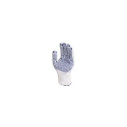 Gants anti dérapant a picots bleus
coton polyester avec poignets tricôtés 