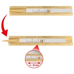 Pour mesure de profondeur
Graduation au 1/10e de mm
En laiton