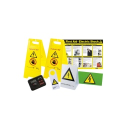 Un kit de produits supplémentaires pour véhicules hybrides/électriques, y compris des pancartes d'avertissement et une minuterie de débranchement et de mise hors tension, spécialement sélectionnés pour compléter à la fois les packs de sécurité d'atelier hybride (référence 6769) et de véhicules hybrides (référence 6770).

Minuterie de débranchement et de mise hors tension utilisée pour mesurer avec précision la période de mise hors tension requise entre la coupure du contact et le débranchement ou le rebranchement de la batterie du véhicule, etc. 
Particulièrement important là où la mise sous tension des ECU d'airbags, BSI, véhicules hybrides et électriques, nécessite d'attendre un certain temps avant de poursuivre le travail.
Affiche de premiers soins en cas de choc électrique, expliquant les précautions à garder en tête lors du traitement de victimes d'un choc électrique. Dimensions : 590 x 420 mm
Un paquet de 12 étiquettes haute tension autocollantes réutilisables (150 x 75 mm) pour indiquer les parties haute tension du véhicule. Pancarte haute tension pour informer les employés/clients du risque de haute tension.
Trois types différents de pancartes d'avertissement - pancartes d'avertissement posées au sol pour véhicules hybrides/électriques (2 pièces), pancarte d'avertissement de haute tension double face, et paquet de 10 pancartes d'avertissement pour véhicules hybrides/électriques pouvant s'accrocher sur le rétroviseur ou le volant.
Tous les produits contenus dans ce kit sont disponibles comme articles individuels - voir les références Laser 7477 (minuterie de débranchement et de mise sous tension), 7521 (pancartes d'avertissement posées au sol), 7561 (étiquettes autocollantes), 7574 (pancarte d'avertissement double face), 7575 (affiche sur les soins en cas de choc électrique), 8049 (pancarte d'avertissement pour véhicules hybrides/électriques, paquet de 10).