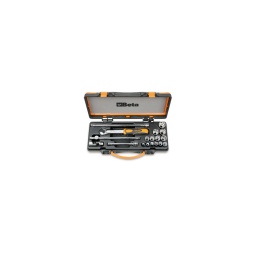 Coffret douille 3/8 beta 
- coffret métal haut de gamme 
composition: 
1 cliquet 3/8(72dts)
13 douilles 12 pans /
5 accessoires
douilles:1/4-5/16-11/32-3/8-7/16-1/2-9/16-19/32-5/8-11/16-3/4-13/16-7/8"
rallonges: 125-250 mm 1 cardan
1 carrée coulissant
- qualité premium beta depuis 1939