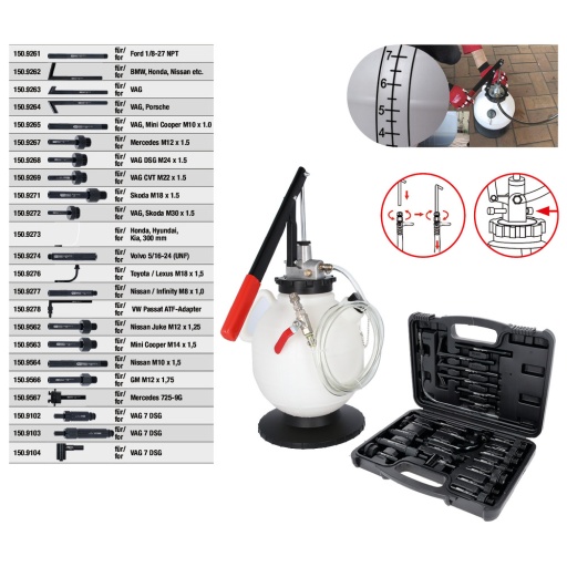 Dispositif de remplissage et de vidange d'huile de transmission avec adaptateur 23 pcs