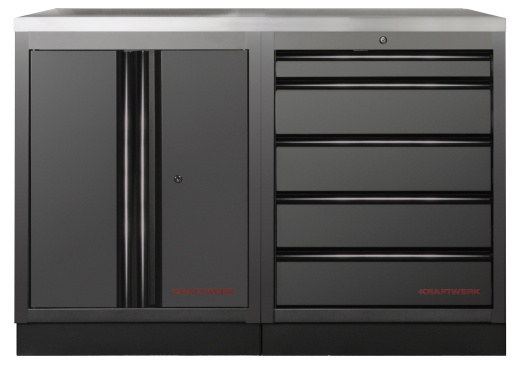 MOBILIO BLK Mobilier d'atelier 2 &eacute;l&eacute;ments, Acier inoxydable