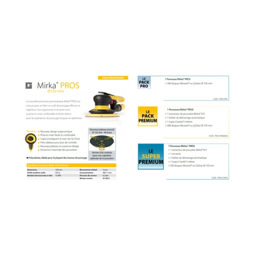 Pack ponceuses pneumatiques pros + os353cv + 800 disques + aspirateur + servante