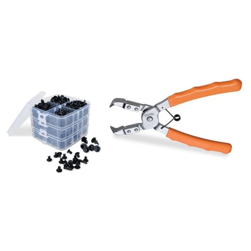 Jeu de 2 pinces pour circlips avec 625 clips plastique