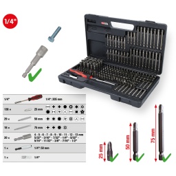 Avec entra&icirc;nement 6 pans selon DIN 3126 / ISO 1173 - C 6,3
Pour utilisation manuelle ou avec visseuse
Y compris adaptateur 1/4" et porte-embouts magn&eacute;tique &agrave; verrouillage rapide
Clip de ceinture
Id&eacute;al pour une utilisation en atelier et en industrie
Agencement pr&eacute;cis et ordonn&eacute; des embouts 1/4" les plus courants
Acier nickel&eacute;
Acier sp&eacute;cial
Coffret en mati&egrave;re plastique robuste
