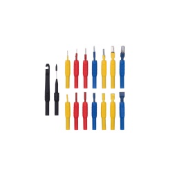 Conçu pour s'adapter à un fil de test de multimètre de type « banane » de 4 mm, le kit Laser 8302 fournit 7 bornes mâles et femelles spécifiques aux connecteurs qui permettent de connecter un multimètre de manière sûre et sans dommage à 7 blocs de connecteurs de type automobile différents.
Tailles des bornes incluses : tailles de type plat 0,8, 1,2, 2,0, 2,5, 3,0, 5,0 et 6,0 mm.
Les bornes de type rond comprennent : banane mâle de 4 mm et pointe de sonde de 1 mm.
Idéal pour les tests de résistance et de tension sur les circuits.
Assure une bonne connexion sécurisée.
Conçu pour fonctionner avec les fils de multimètre de type banane de 4 mm, y compris le jeu d'accessoires de fils de test Gunson (référence 77019).