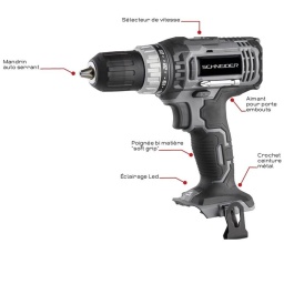 Perceuse visseuse 20V 35Nm - boîte carton
Descriptif : 
2 vitesses. 
Variateur de vitesse et frein électrique. 
Porte embouts magnétique. 
Mandrin auto serrant. 
Les plus : 
2 fonctions vissage et perçage 
Poignée bi matière technologie "soft grip" 
Eclairage de travail LED 