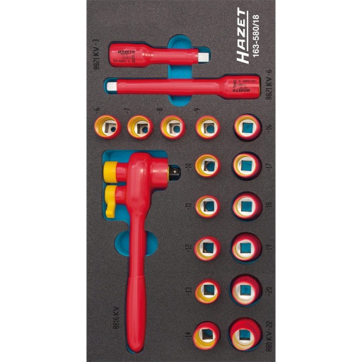 Module douilles 3/8 et cliquet isolé 1000v 18 pièces