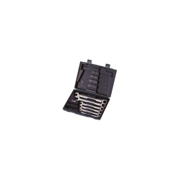 Coffret de clés mixtes à cliquet droites 
finition polie chromee
système gearplus 
chrome vanadium ultra resistant
fourche inclinée a 15°
tête cliquet coudée a 15°
denture fine
6 pièces : 8-10-12-13-17-19
livre dans son coffret plastique