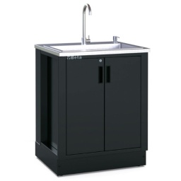 Module fixe avec &eacute;vier int&eacute;gr&eacute; pour combinaison d'ameublement d'atelier RSC50 2.0
Caract&eacute;ristiques techniques :
- Evier en acier inoxydable
- Livr&eacute; complet avec :
1 mitigeur
1 syst&egrave;me de vidange
1 bouchon d'&eacute;vier
1 bouchon filtrant
1 distributeur de savon

Module fixe &agrave; 2 portes avec serrure :
- Dimensions int&eacute;rieures utiles : 615x435x575 mm
- Avec pieds r&eacute;glables en hauteur