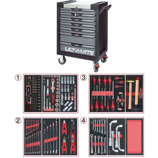 Servante Ultimate noir 7 tiroirs avec composition 173 outils 