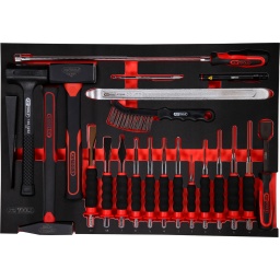 Module 1/1
Pour servantes d'atelier et coffres à outils
Rangement ordonné grâce à une découpe
Résistant aux hydrocarbures et aux produits chimiques
Insert en mousse tricolore haute résistance