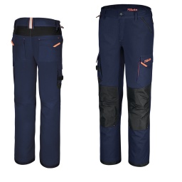Composition
• T/C canvas, 65% polyester, 35% coton, 260 g/m2
• Inserts en tissu extensible 90% nylon, 10% spandex; 260 g/m2
• Poches pour genouillères et bas de jambes renforcés en polyester 300D
Design
• Rempiècement à l'entrejambe
• Taille plus haute sur la partie arrière pour une meilleure protection du dos
• Insert en tissu extensible dans la zone lombaire
• Insert en tissu extensible à l'intérieur de la jambe pour faciliter le mouvement
• Taille extensible sur les côtes
• Deux grandes poches avant, une munie de pochette
• Deux poches arrière avec fermeture type scratch
• Grandes poches latérales avec fermeture type scratch, une avec porte-badge, une avec ceinture porte-outils
• Anneau porte-clés à la taille
• Poches pour genouillères et bas de jambes renforcé
Couleur
Bleu avec inserts noirs
XS, S, M, L, XL, XXL, XXXL
46, 48, 50, 52, 54, 56, 58