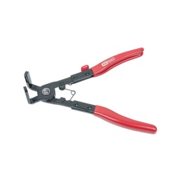 Pince à collier coudée
- pour le montage et démontage de colliers auto-serrants
- coudée à 90°
- rainures decalees latéralement
- poignées gainées de pvc
- système de verrouillage et fonction cliquet