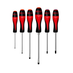 Jeu 6 tournevis ultimate
- manche tri-matiere
- design de manche ergonomique et résistant aux chocs
- lame 6 pans resistante a la torsion
- lame durcie et chromée en acier spécial s2
- résistant aux produits chimiques
- empreinte facilement identifiable grace a un code couleur
- transmission et torsion optimale du couple de serrage
plat : 3.5 - 4.0 - 5.5 - 6.5mm cruciforme : pz1-pz2