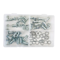 Assortiment de Vis Banjo pour tube de frein en M12 - 60pcs
Contenu :
M12 x 1 - 17 x 24.0 (34118)
M12 x 1 - 13 x 28.9 (34121)
M12 x 1 - 17 x 28.0 (34123)
12.0 x 1.5 - diamètre externe - 16.7mm (34129)
Application: Saab & Universel
