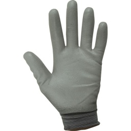 En polyamide sans couture.
Enduit polyuréthane sur la paume et sur les doigts.
EN388